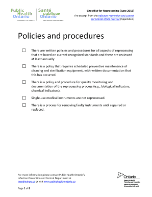 Checklist for Reprocessing Medical Devices