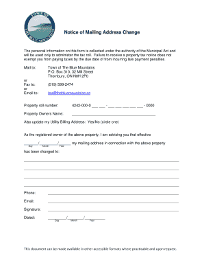 Notice of Mailing Address Change