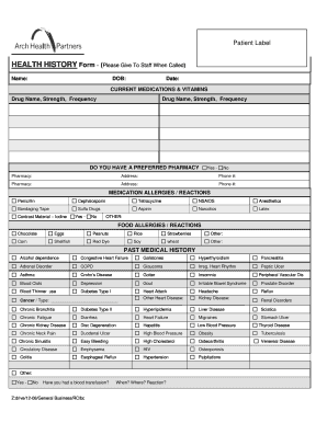 Health History Form
