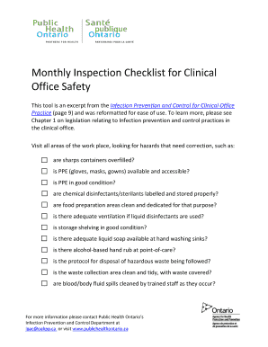 Monthly Inspection Checklist for Clinical Office Safety