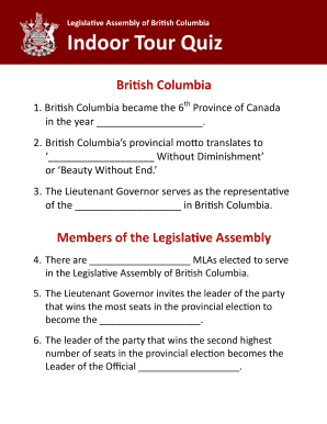 British Columbia Legislative Assembly Quiz