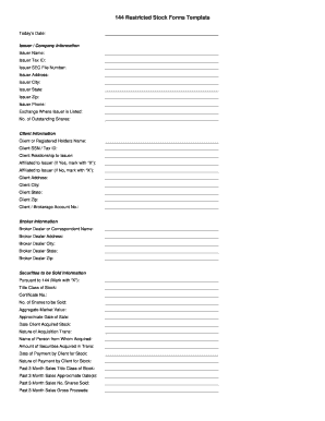 Form 144 Restricted Stock Sale Notice