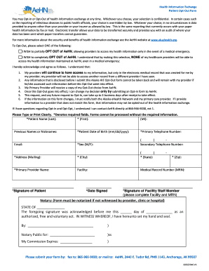 Alaska HIE Patient Opt-Out Form