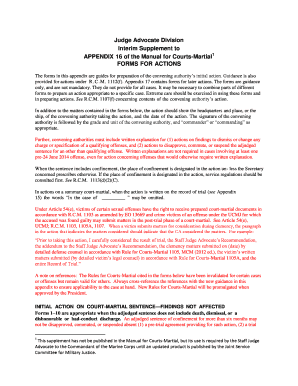 US Military Court-Martial Initial Action Forms