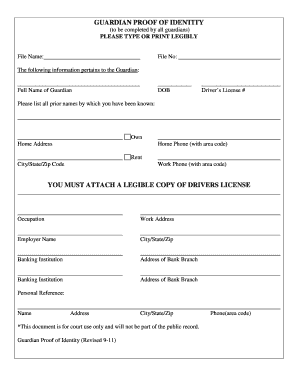 Guardian Proof of Identity Form