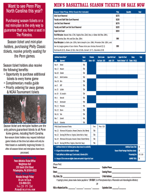 Penn Men's Basketball Season Tickets Order Form