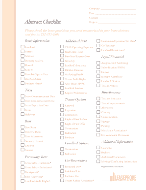 Lease Abstract Checklist