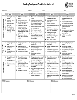 Reading Development Checklist for Grades 1-2
