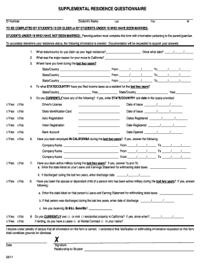 Supplemental Residence Questionnaire