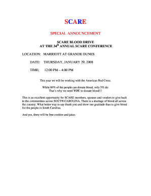SCARE Blood Drive Registration Form