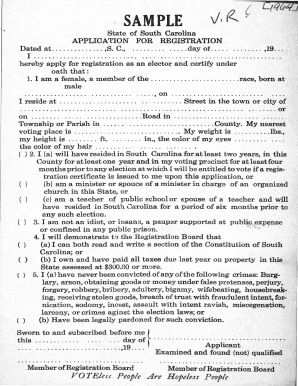 South Carolina Voter Registration Application