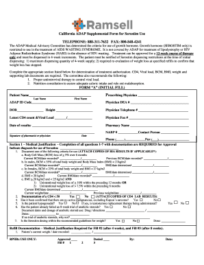 California ADAP Supplemental Form for Serostim Use