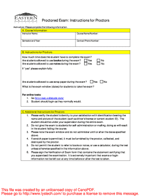 Proctored Exam Instructions for Proctors