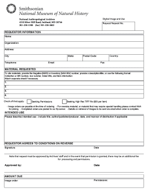 National Anthropological Archives Digital Image Request Form