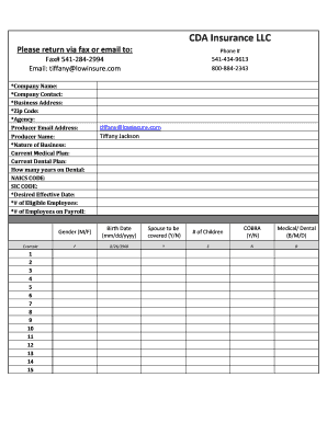 Employee Benefits Enrollment Form
