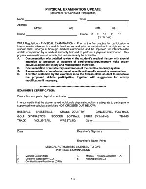 WIA Physical Exam Form