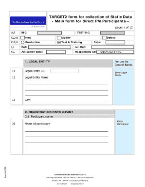 TARGET2 Static Data Collection Form