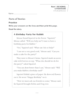 Parts of Stories Practice Worksheet