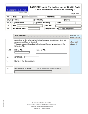 TARGET2 Sub Account Form