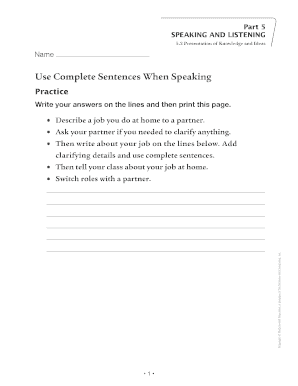 Speaking and Listening Practice Form