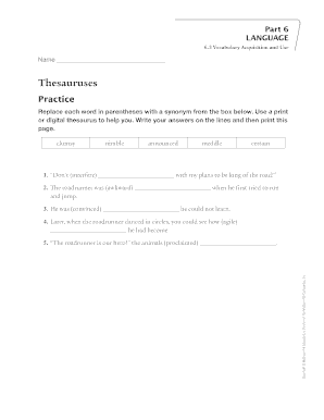 Vocabulary Acquisition Practice Worksheet