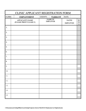 Clinic Applicant Registration Form