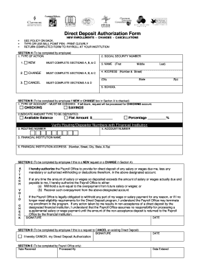 Direct Deposit Authorization Form