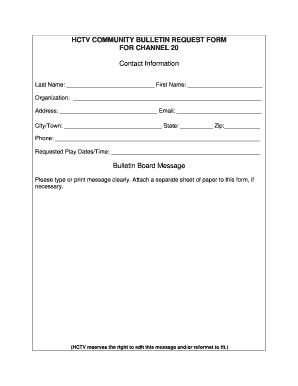 HCTV Community Bulletin Request Form