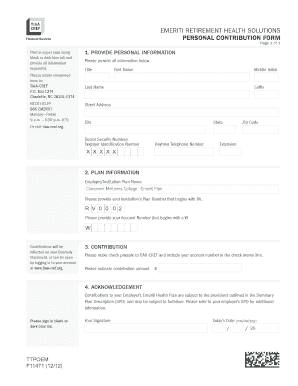 Emeriti Retirement Health Solutions Personal Contribution Form
