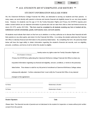 Student Information Release Form