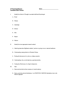 AP Psychology Cumulative Exam 2 Review