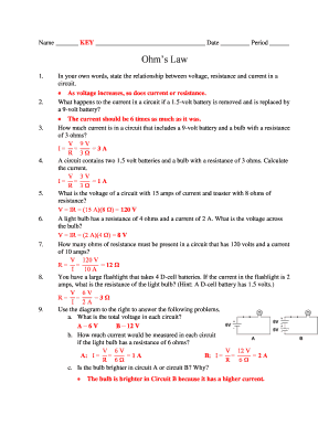 Ohm's Law Worksheet