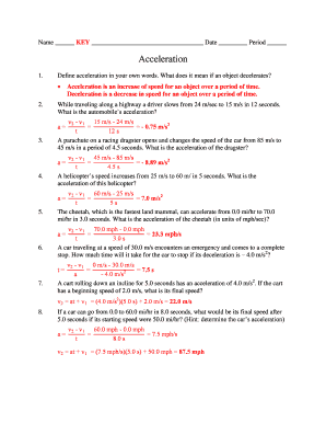 Physics Acceleration Worksheet