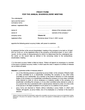 Proxy Form for Annual Shareholders' Meeting