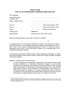 Proxy Form for Extraordinary Shareholders' Meeting