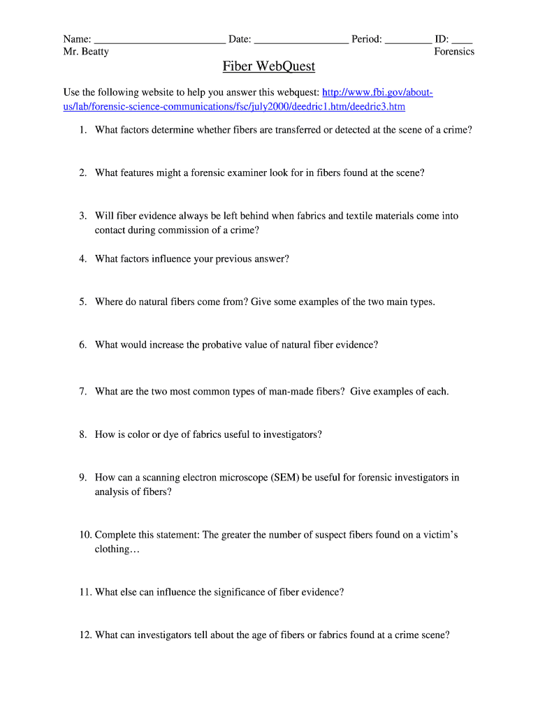 fiber webquest answer key Preview on Page 1