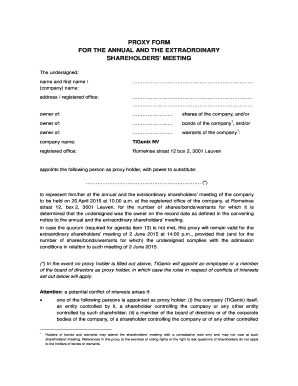 Proxy Form for Shareholders' Meeting