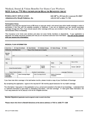 SEIU Local 775 Health Benefits Enrollment Form