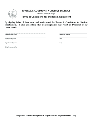 Terms & Conditions for Student Employment