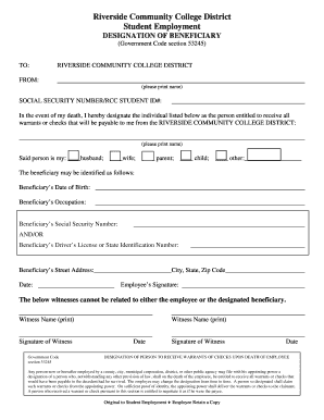 Designation of Beneficiary Form