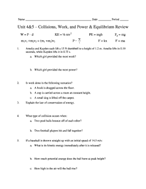Physics Review Worksheet