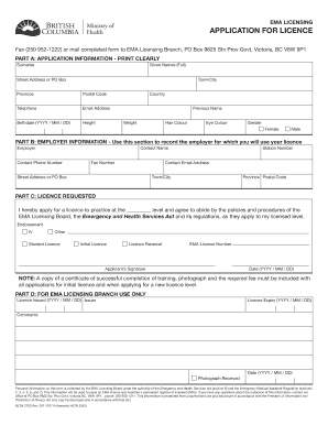 EMA Licensing Application Form