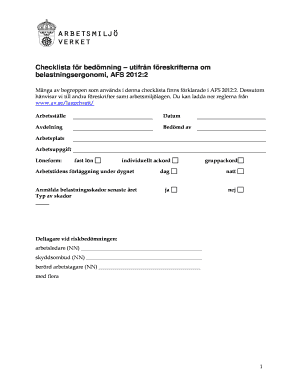 Workload Ergonomics Checklist