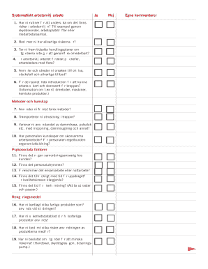 Swedish Cleaning Industry Workplace Inspection Checklist