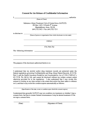 Consent for Release of Confidential Information