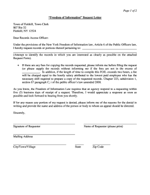 Freedom of Information Request Letter