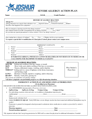 Severe Allergy Action Plan