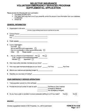 Selective Insurance Volunteer Emergency Services Application
