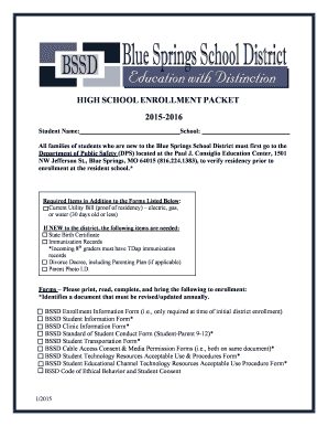 High School Enrollment Packet
