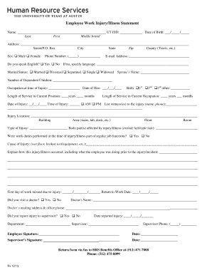 Employee Work Injury Illness Statement
